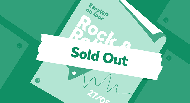 Example of a rock and roll poster with a Sold Out notification over the middle.