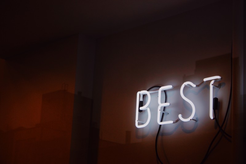 "Best" written on a wall as a neon sign.