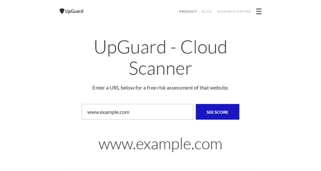 UpGuard website security risk asessment tool screenshot