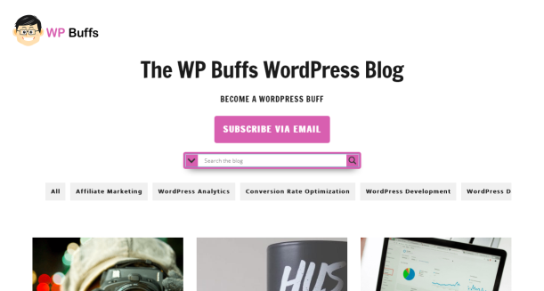 WP Buffs blog homepage screenshot.