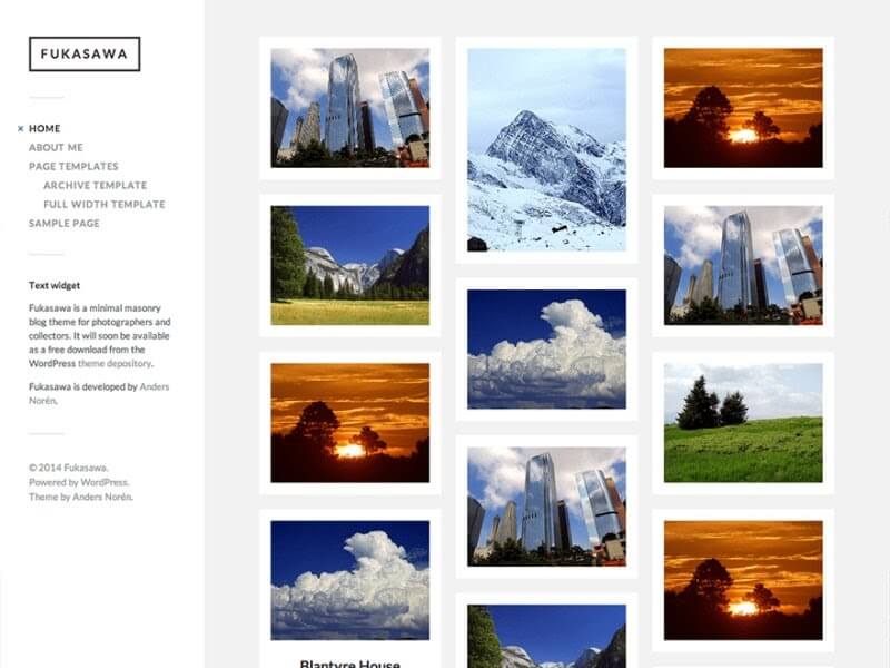 Preview of the Fukasawa WordPress theme. 