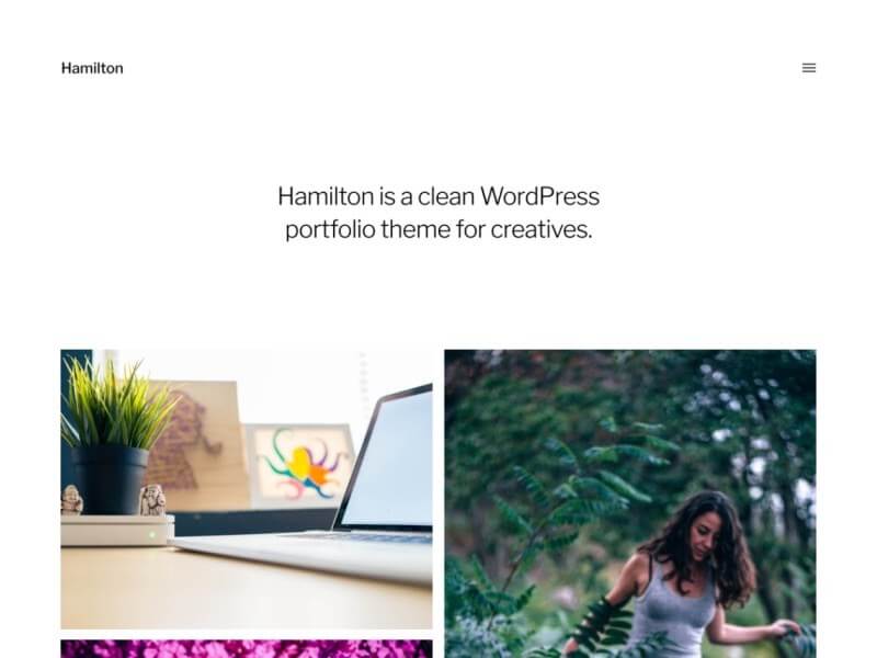 Preview of the Hamilton WordPress theme. 