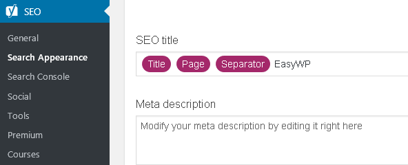 View of SEO title input fields in Yoast