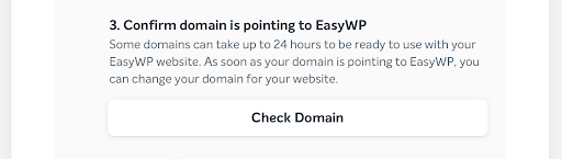 The domain change confirmation screen