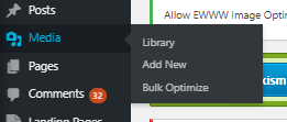 View of the media bulk optimizer option in WordPress.