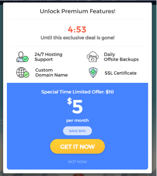 An offer popup in Joomla