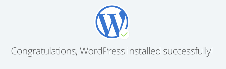 A message from Bluehost stating WordPress has successfully installed