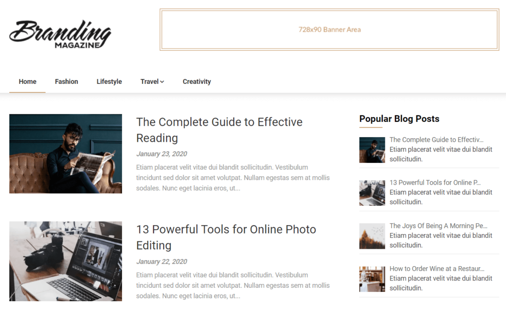 Example of Feather Magazine theme from SuperbThemes