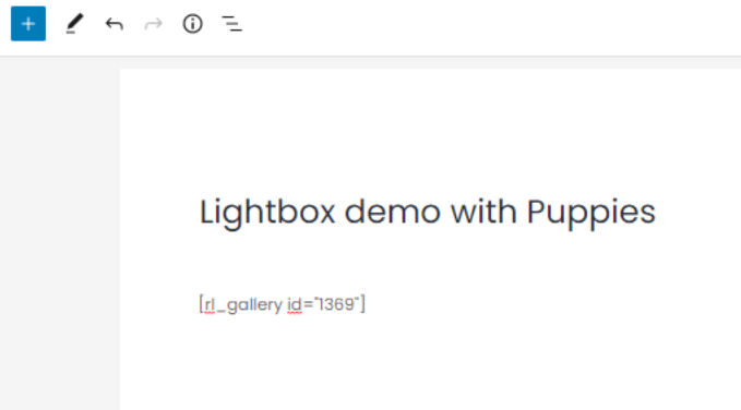 A lightbox is inserted using shortcode.