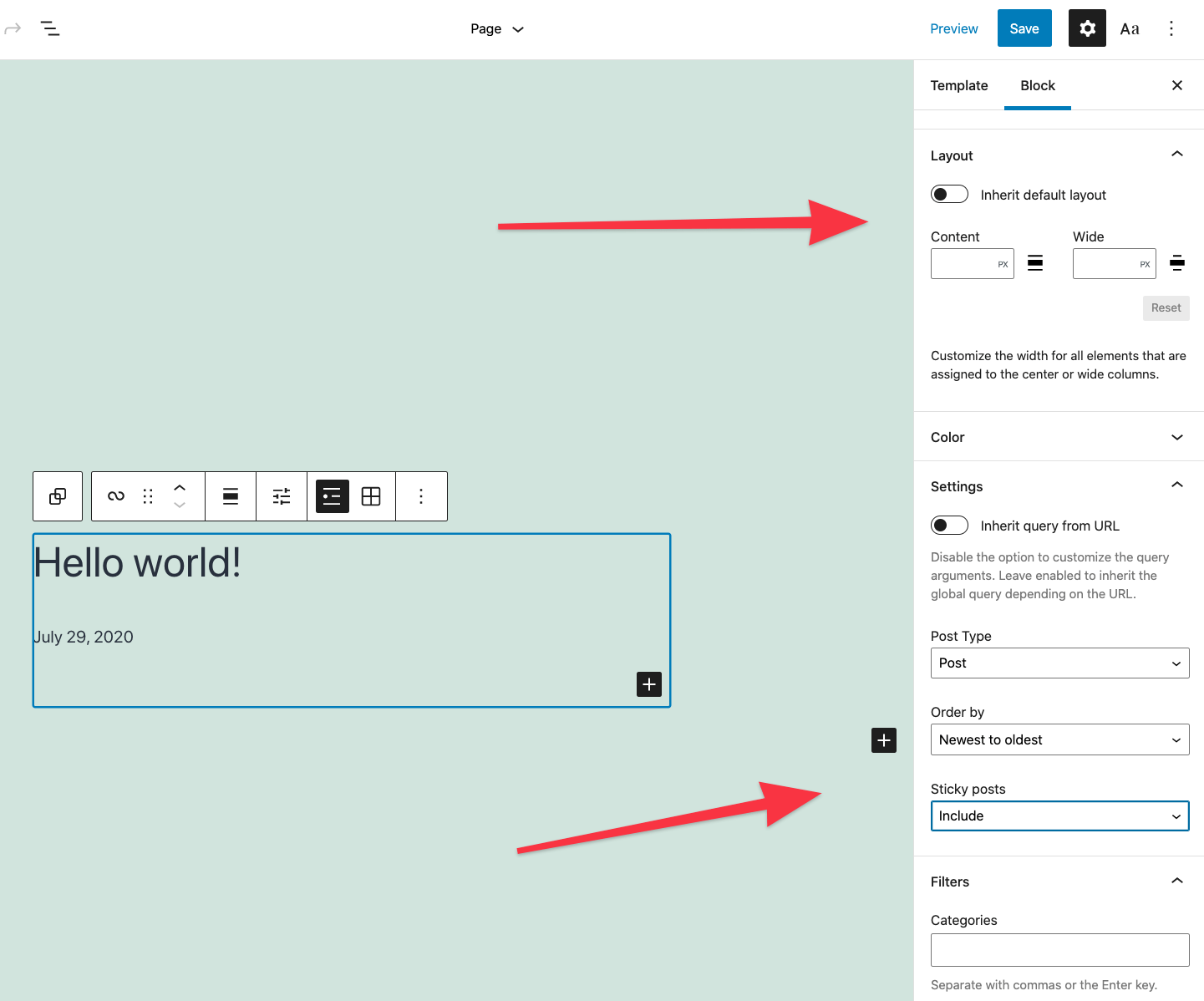 Query block in action with full site editing