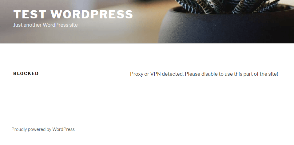 Example of WordPress content that has been blocked. 