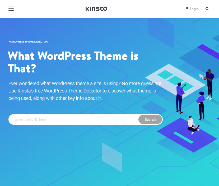 The homepage of the Kinsta theme detector tool
