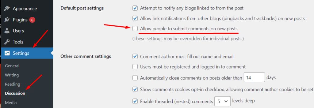 Default post settings in WordPress