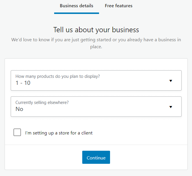 The Tell us about your business form in WooCommerce