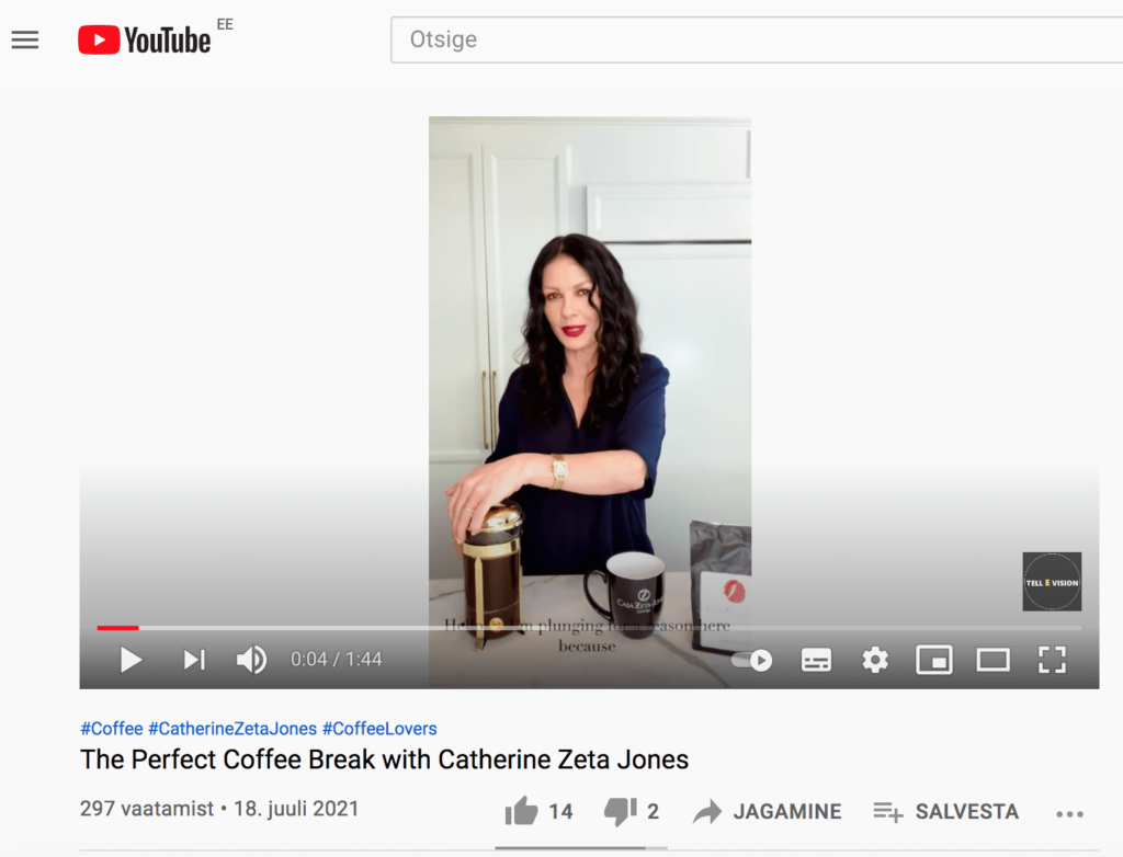 Catherine Zeta Jones appears in still from a YouTube video.