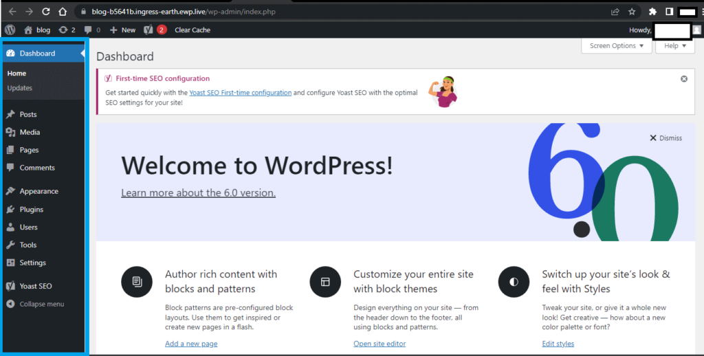 A full screenshot of the current WordPress dashboard