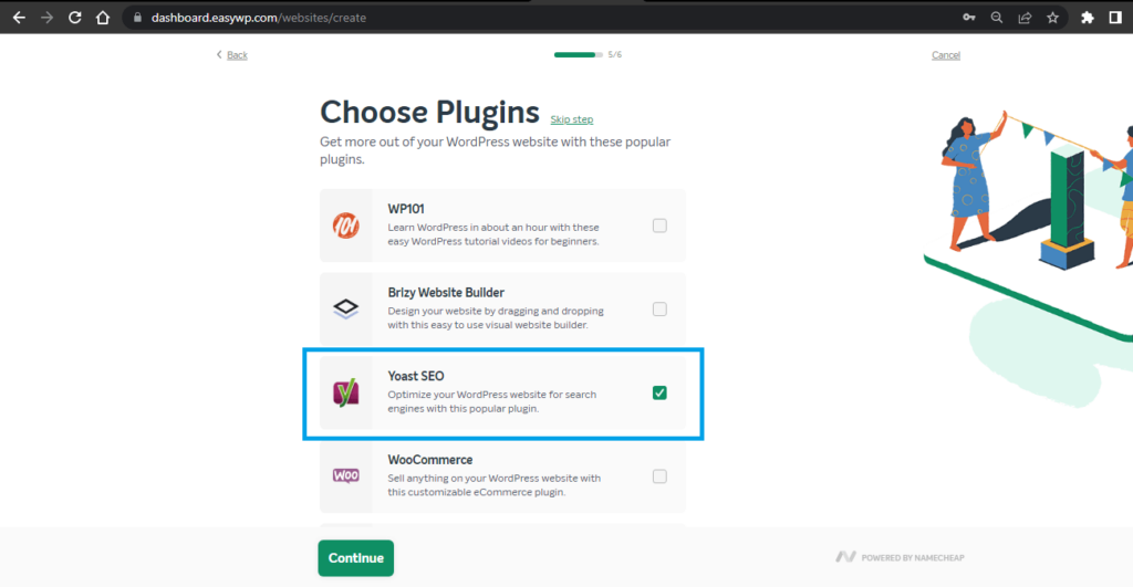 Standard Plugin choices from EasyWP