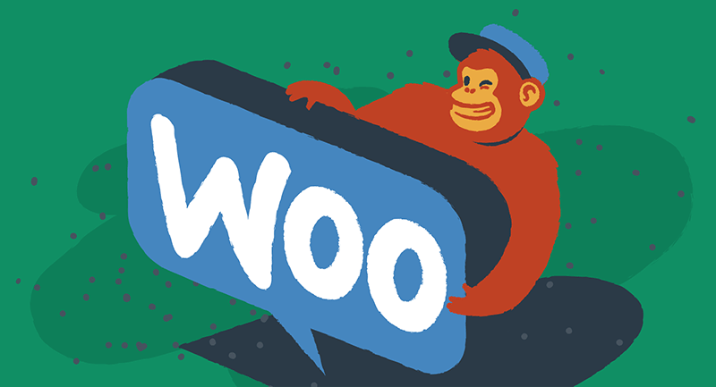 A monkey with the WooCommerce logo