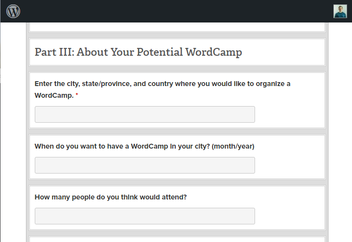 WordCamp registration form online