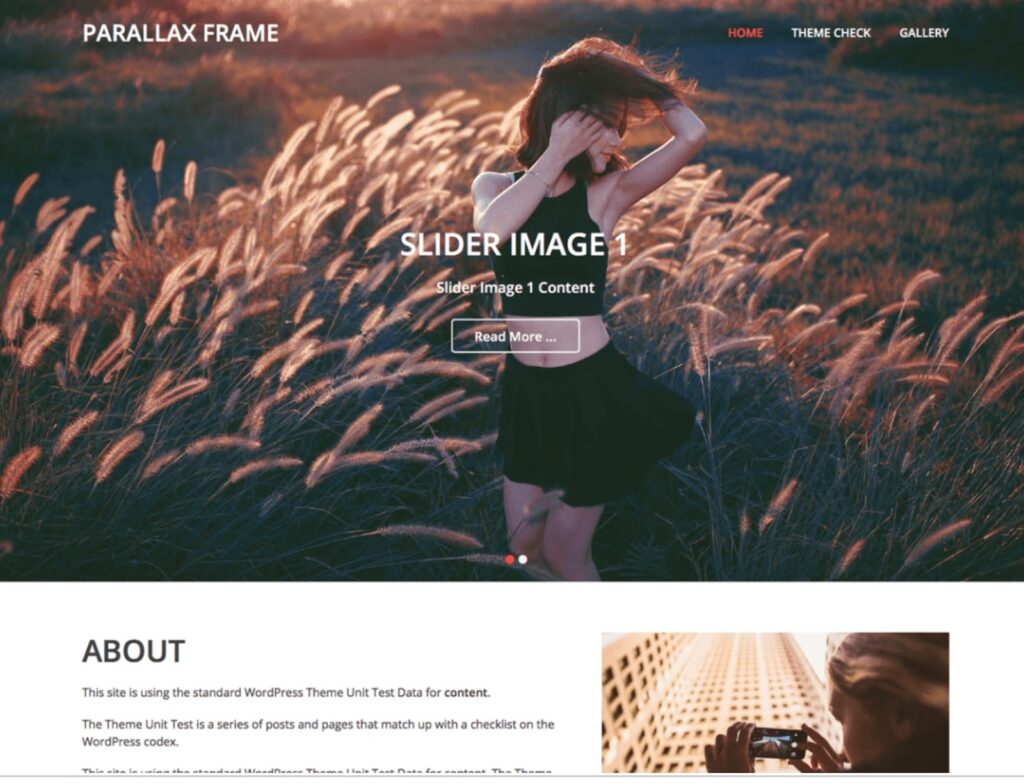 Preview of Parallax WordPress accounting theme