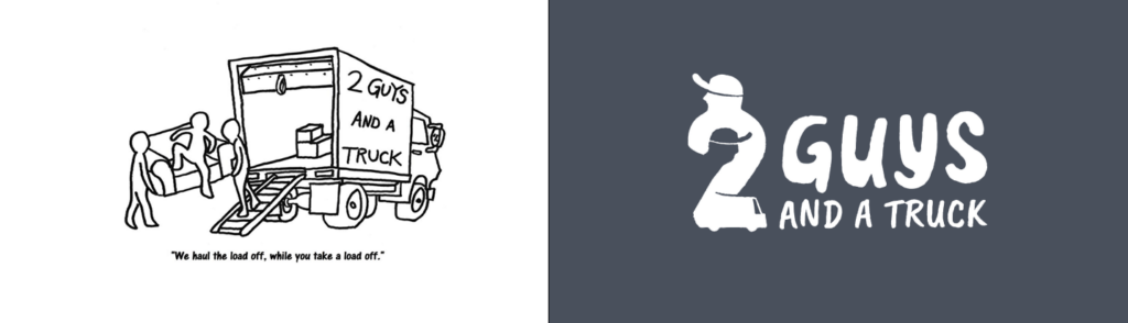 Before and after logo examples for a moving company