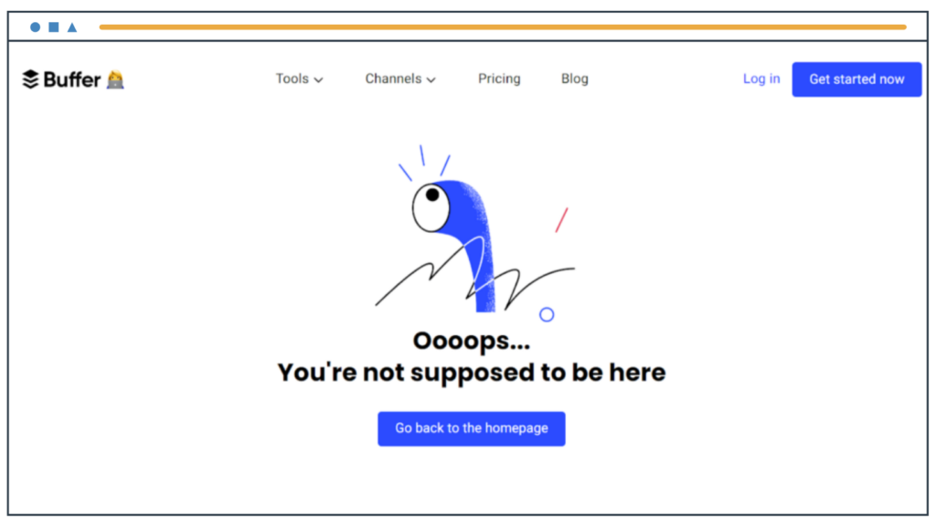 Buffer's 404 error page with a blue periscope