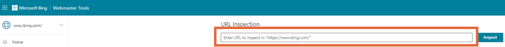 The URL inspection form in Bing Webmaster Tools