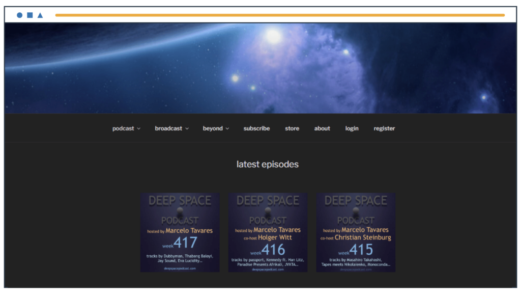 The Deep Space podcast homepage