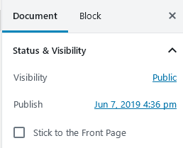 Document settings in WordPress