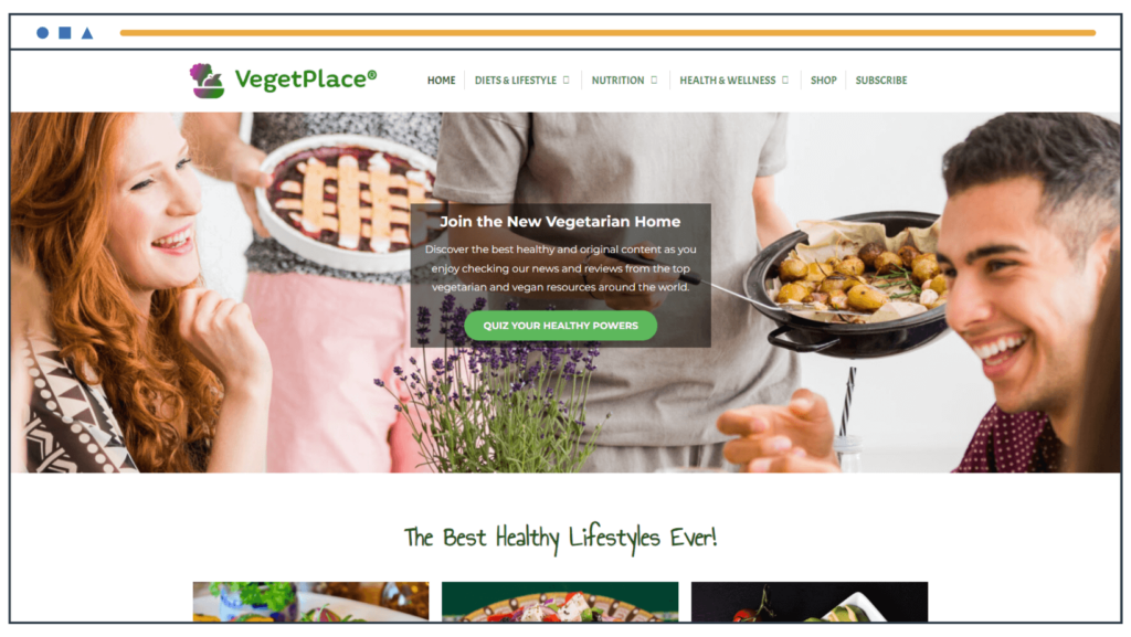 The homepage of the VegetPlace website