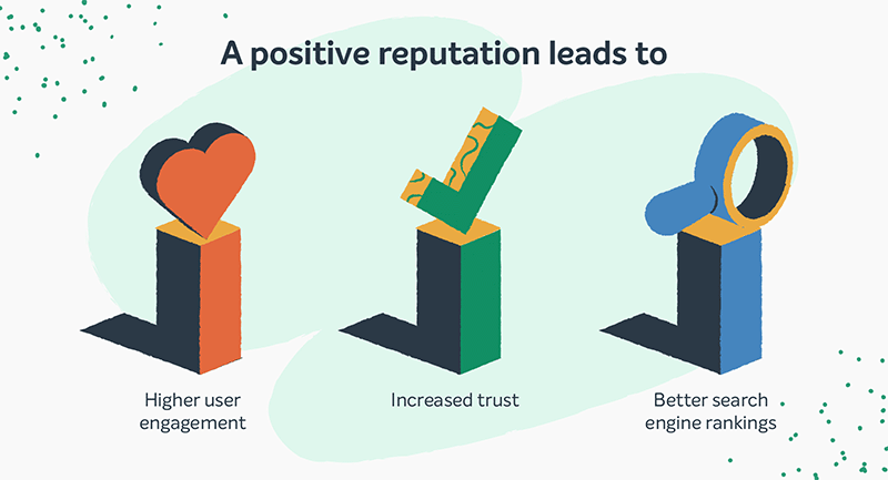 Three benefits of a positive online reputation infographic