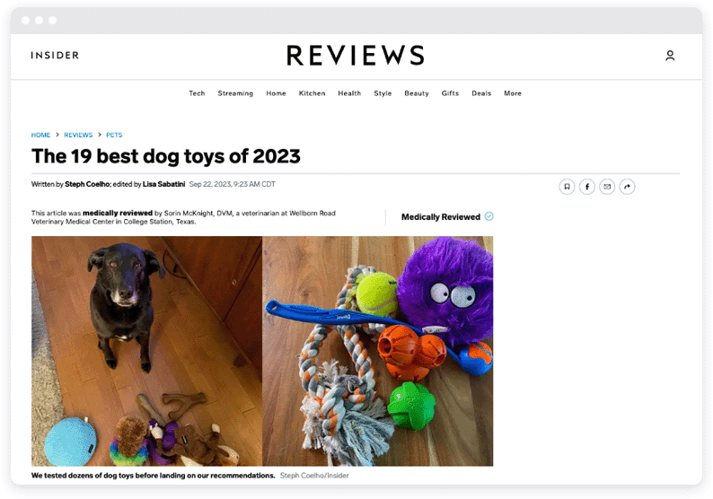 Another screenshot of pet product reviews