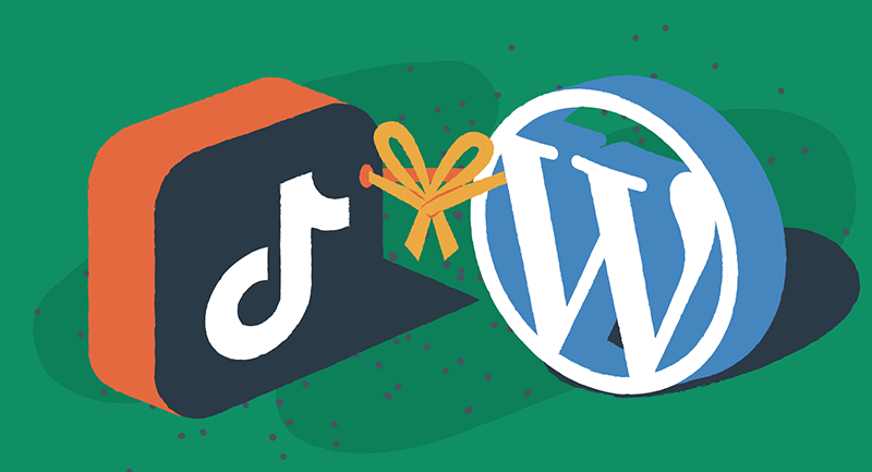 The TikTok logo is tied to the WordPress logo