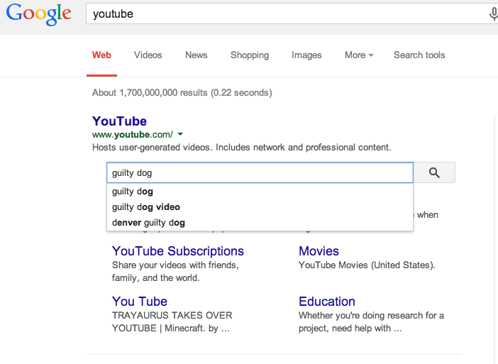 An example of how a search box looks on Google