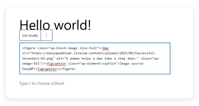 A snippet of code in WordPress that contains alt text for an image.