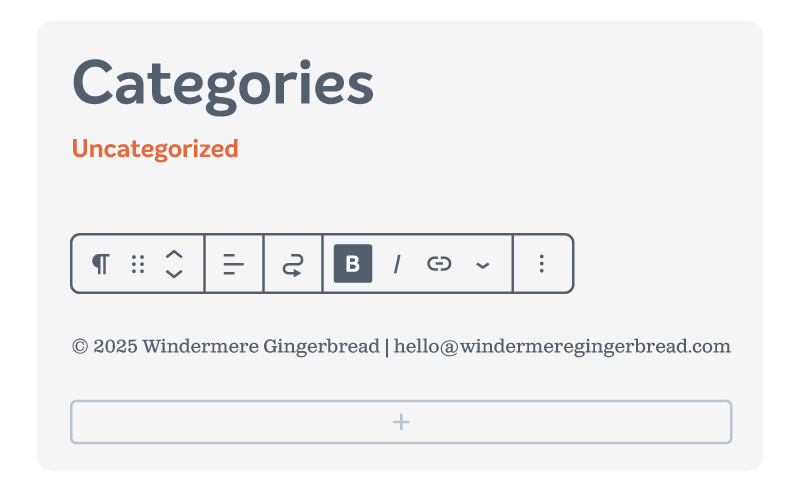The popup menu for customizing categories in WordPress. 