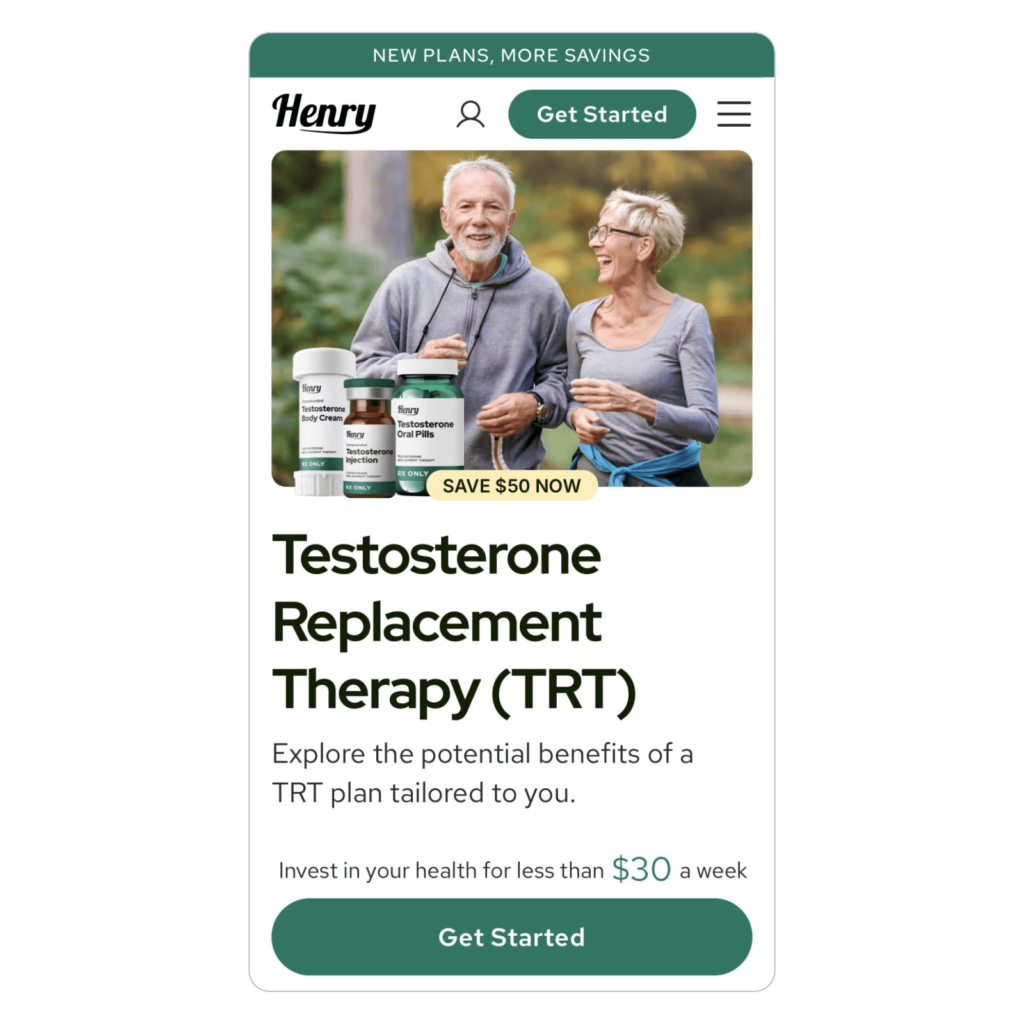 A screenshot from the Henrymeds website