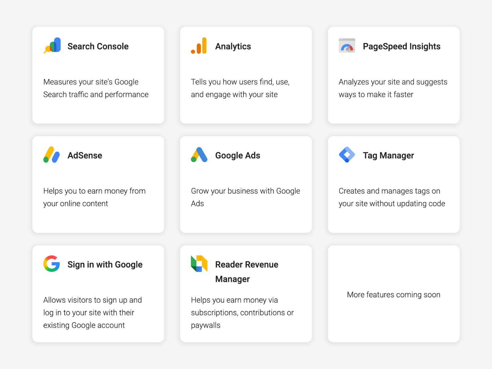 A screenshot of the connections screen inside Google Site Kit, one of the best WordPress plugins for bloggers.
