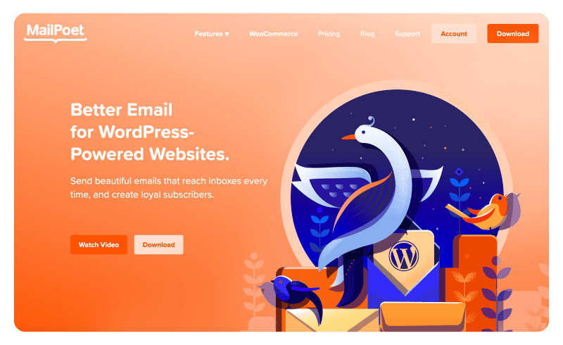 The homepage of Mailpoet