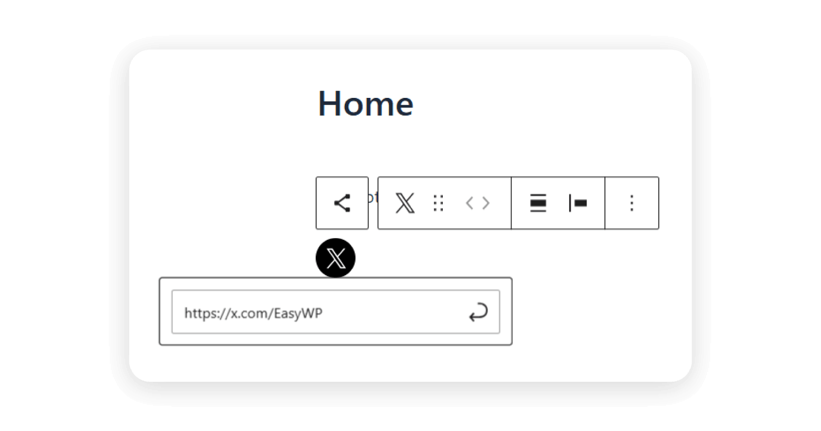 An example of an X profile link added to the social media icons widget. 