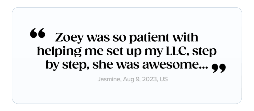 Example of a well designed testimonial quote.