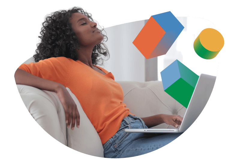 A woman thinks about different shapes while she relaxes.