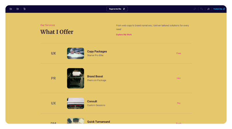 A portfolio page created by AI.